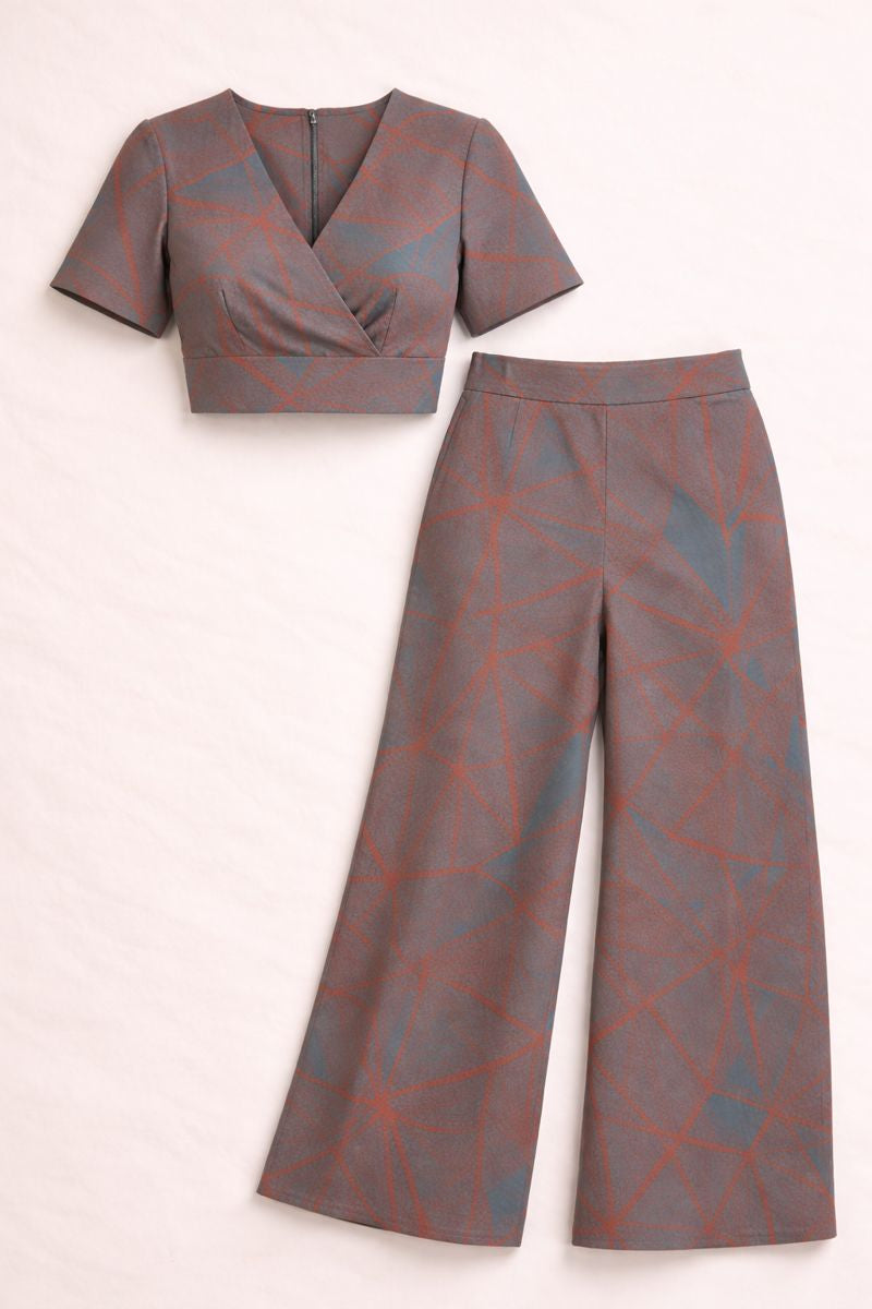 Printed Grey Cotton Co-Ord Set