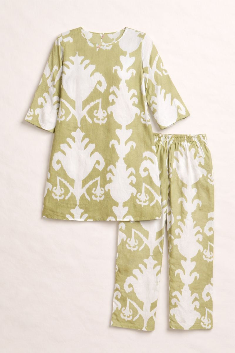 Printed Olive Cotton Co-Ord Set